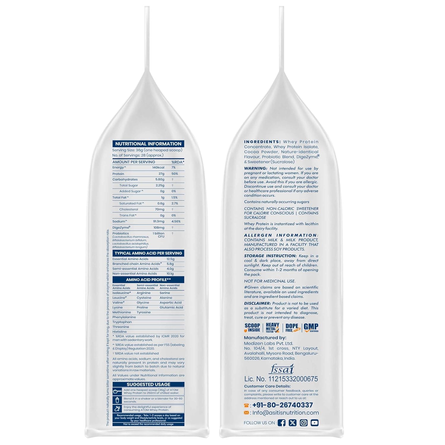 AS-IT-IS ATOM Whey Protein Powder – 27g Protein