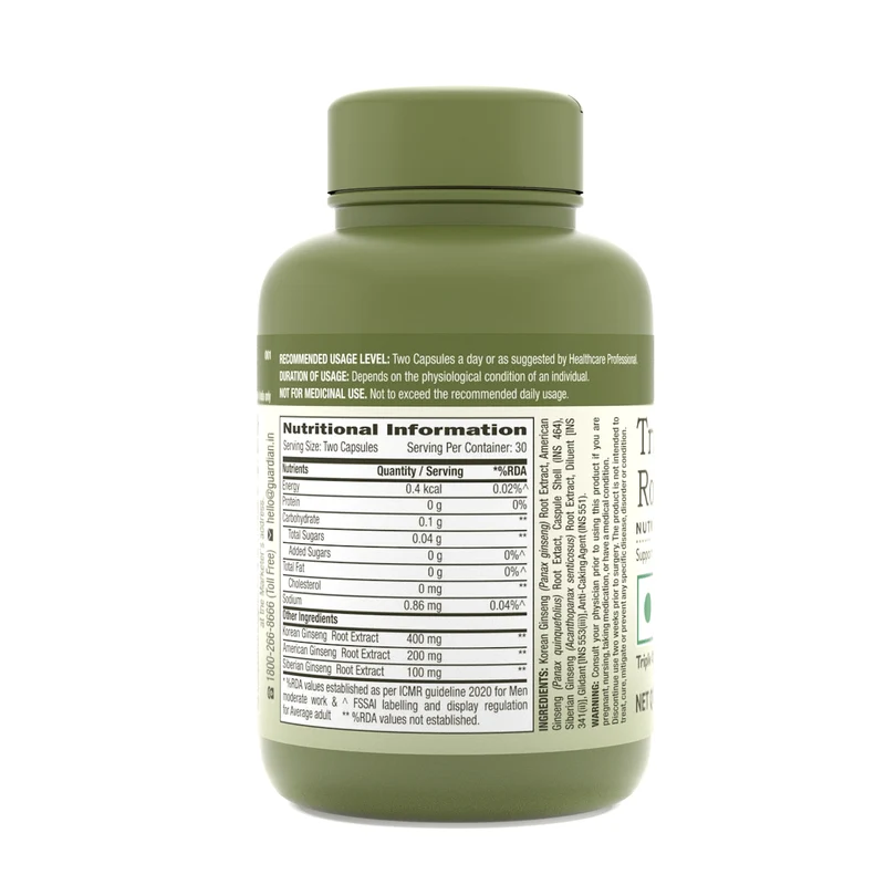 GNC Herbal Plus Triple Ginseng Root – 60 Vegetarian Capsules