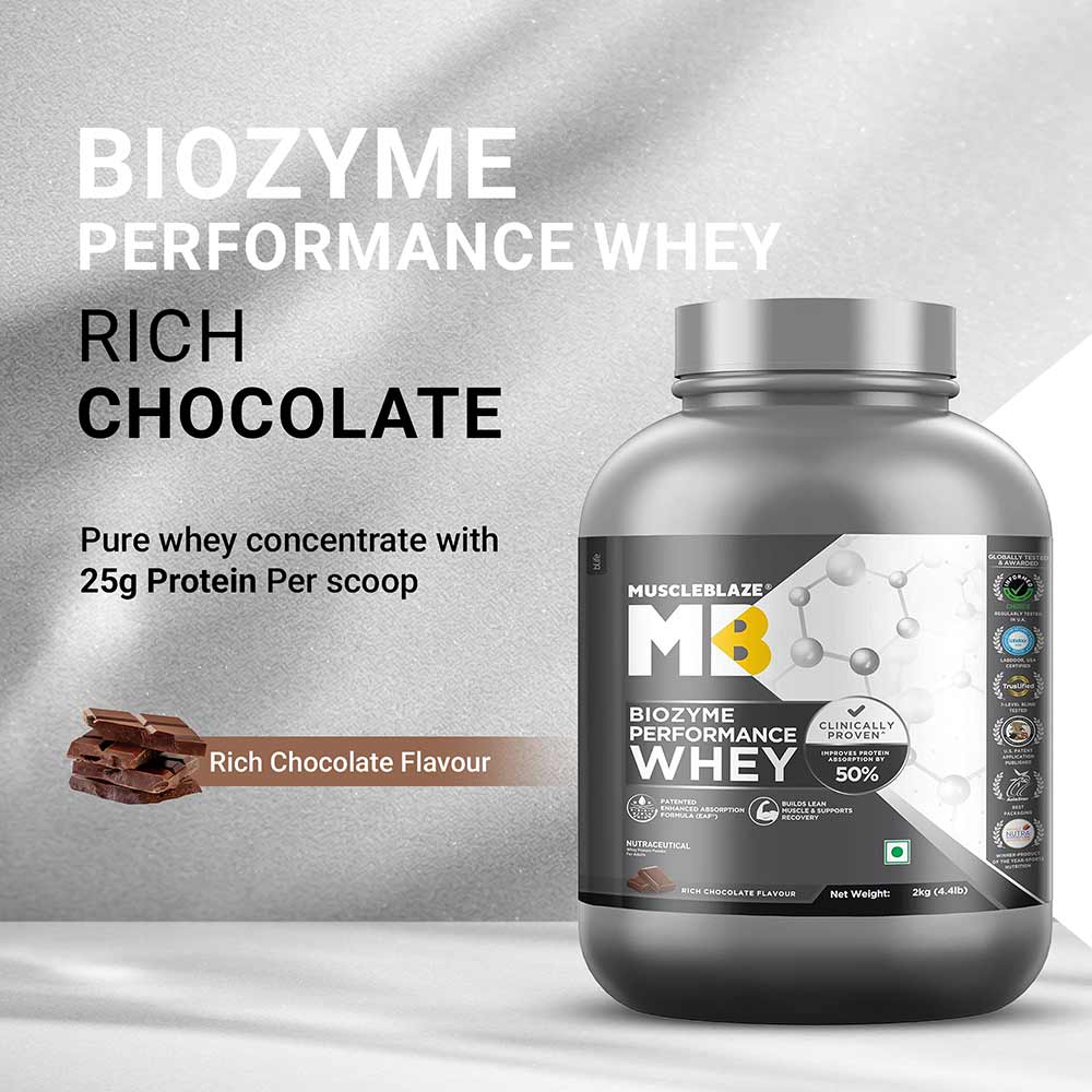 MuscleBlaze Biozyme Performance Whey Rich Chocolate - 2kg